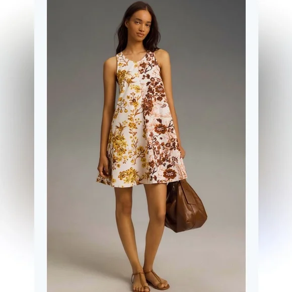 anthropologie brown floral dress New Anthropologie Brown Floral 